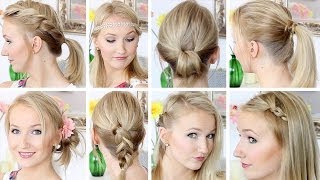 10 Frisuren in 8 Minuten  Schnell amp Einfach  Mittellanges Haar [upl. by Yatnuahs13]