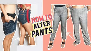 HOW TO ALTER PANTS TO FIT YOU PERFECTLY BASIC DIY ALTERATIONS [upl. by Wende315]