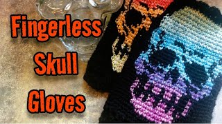 Crochet Skull Fingerless Gloves [upl. by Eilrahc639]