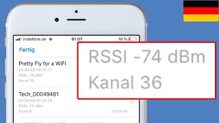 iPhone WLAN Signalstärke dBm BSSID Kanal RSSI Kanäle WiFi scan 5 GHz Apple iPad MAC Signal [upl. by Merrick28]