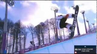 Crispin Lipscomb Snowboard Haflpipe Sochi 2014 Run 2 [upl. by Phyllis930]