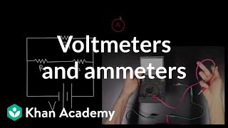 Voltmeters and Ammeters  Circuits  Physics  Khan Academy [upl. by Anilrats]