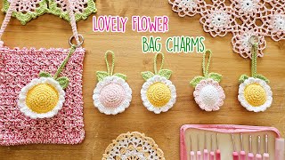 ENG SUB Cute Flower Bag Charm Key Ring  Llavero flor muy facil Adorno para bolsa Amigurumi Flor [upl. by Ecnerolf]