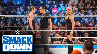 Ronda Rousey returns to help Shayna Baszler take out Shotzi and Natalya SmackDown Feb 10 2023 [upl. by Aener]