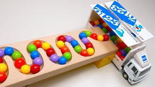 Marble Run ASMR Race ☆ HABA Slope amp Dump Truck Excavator Ambulance Garbage Truck Tractors 15 [upl. by Minor]