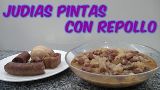 COMO HACER JUDÍAS PINTAS CON REPOLLOCOCINA CON PILAR [upl. by Ahsilyt]