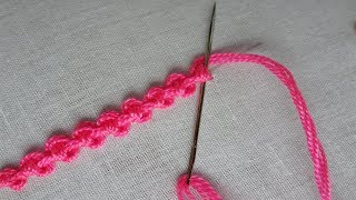 Basic hand embroidery tutorial  palestrina double knot stitchtwilling embroidery stitch [upl. by Ylle]