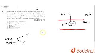 Assume that and actively respiring cell has 3x number of K in its cytoplasm and 2x number of [upl. by Chaudoin]