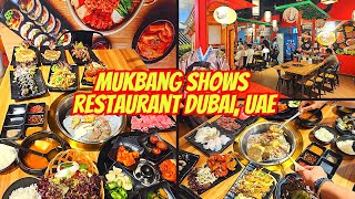 Mukbang Shows Restaurant Dubai Korean BBQ and Seafood Restaurant UAE [upl. by Arreic]