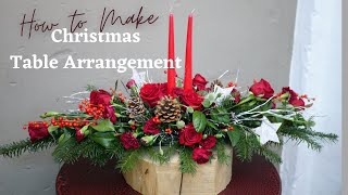 How to make a Christmas Table Arrangement with candles  FLORISTRYFLOWER ARRANGING [upl. by Anchie294]