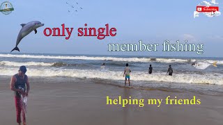 ONLY SINGLE MEMBER FISHING HELPING MY FRIENDS 🌍🐋🐠 fishing sea youtube Devifishinglife [upl. by Frances]