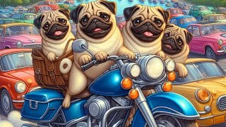 A pug dogs Riding Motorcycles shorts [upl. by Yanaj]