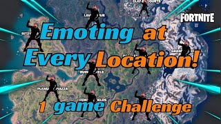 Emoting at every location in a SINGLE game  Fortnite [upl. by Garap50]