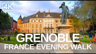 4K A Virtual Walk Around Grenoble France in the evening [upl. by Vasili]