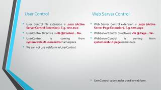 User control vs Web Server control in aspnet [upl. by Ecydnac]