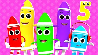 Five Little Crayons Nursery Rhymes And Kids Learning Videos by Baby Rainbow [upl. by Yur]