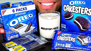 ASMR OREO CAKESTERS COOKIES N CREME WITH MILK PARTY MUKBANG EATING SOUNDS [upl. by Davy782]