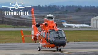 US Coast Guard MH65D Dolphin Startup and Takeoff 17Dec20 [upl. by Durer]