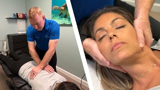 FULL BODY Chiropractic Adjustment for MOM with BACK PAIN [upl. by Zetniuq211]