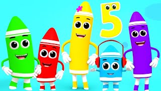 Five Little Crayons Numbers Song and Preschool Rhymes for Kids [upl. by Kerstin]