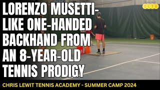 Lorenzo Musettilike OneHanded Backhand from an 8YearOld Tennis Prodigy [upl. by Nuhs]