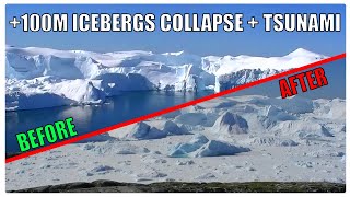 Incredible GLACIER CALVING amp TSUNAMI WAVE Caught On Camera  Glacier Wall Collapse Greenland [upl. by Enorahs]