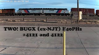 TWO BUGX exNJT F40PHs 4121 and 4122 at Joseph City AZ MUST SEE [upl. by Nahtnaoj436]