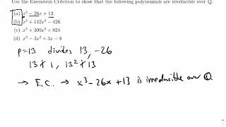 Polynomials Using Eisenstein’s Criterion [upl. by Noraj]