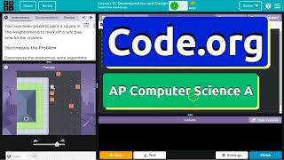 Codeorg Lesson 121 A Decomposition and Design  Answers Tutorial  Unit 1 Computer Science A CSA [upl. by Ardnuhsed]