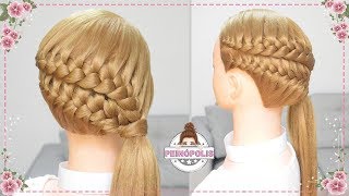 PEINADOS con TRENZAS DOBLES de LADO para CABELLO LARGO FACILES y RAPIDOS [upl. by Acinomed250]