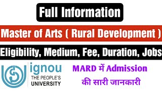 Full Information of Master of Arts Rural Development MARD [upl. by Lashondra914]