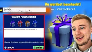 Ich verschenke SKIN an 12 Jährigen und werde beschenkt SKINS VERSCHENKEN Fortnite Battle Royale [upl. by Etteinotna563]