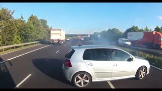 DASHCAM CAPTURES TERRIFYING NEAR MISS ON UK MOTORWAY [upl. by Gonagle]