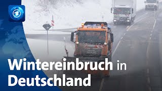 Wintereinbruch in Deutschland Vielerorts Chaos auf den Straßen [upl. by Patience975]