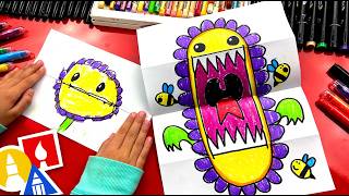 How To Draw A Funny Flower Monster  Folding Surprise [upl. by Avraham]