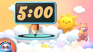 5 Minute Countdown Timer Calm music Fun Sun and cute teddy [upl. by Pass]