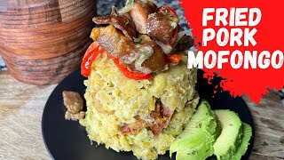 Mofongo con Carne Frita y Chicharron  Mofongo with Fried Pork  Cooking with Abigail [upl. by Teodoor]