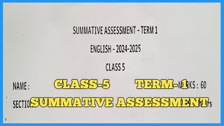 5th standard English Sumnative Assessment Term1 [upl. by Aleina322]