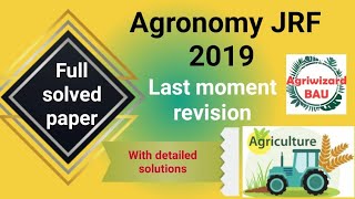 ICAR JRF AGRONOMY 2019 SOLVED PAPER ICAR AGRONOMY PG QUESTION PAPER 2019 [upl. by Anitsirk243]