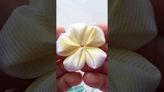 No Sew Ribbon Flower crafts flowermaking diy shorts [upl. by Neurath]