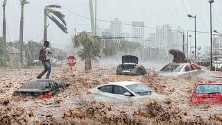 Mass Evacuation in Spain Flood sweeps away cars and people World is Shocked [upl. by Ahola]