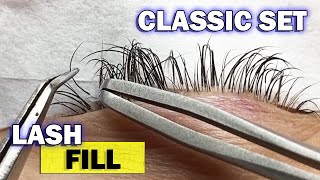 EYELASH EXTENSIONS FILL tutorial classic set  Eyelash training for beginners [upl. by Aidnyl]