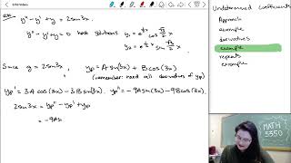 93 Undetermined Coefficients  Derivative terms and example [upl. by Airolg]