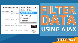 Filter data using jQuery Ajax  Filter drop down list  PHP Tutorial [upl. by Sirk]