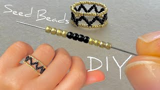 Easy Beaded Rings Tutorial How to Make Ring With Beads  Seed Bead Rings [upl. by Akeimat76]