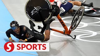 Paris 2024 Crash denies Shah Firdaus a podium finish in mens keirin [upl. by Nyleda]