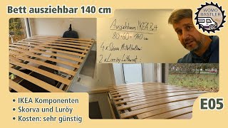 Ausziehbares Bett  IKEA Skorva und Luröy  Krankenwagen 4x4 🚑 DIY Camperausbau  E05  WoMo Bastler [upl. by Quinta482]