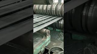 The process of cutting thick sheet metal into strips [upl. by Donovan]