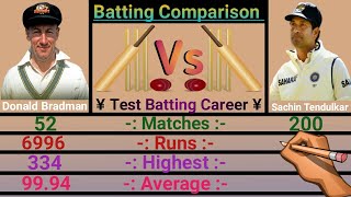 Donald Bradman Vs Sachin Tendulkar Test Batting Comparison  Who is the best Comment Now [upl. by Nallek]