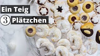 1 Teig 3 Plätzchen  mein Geheimtipp für die leckersten Plätzchen [upl. by Aeriell]